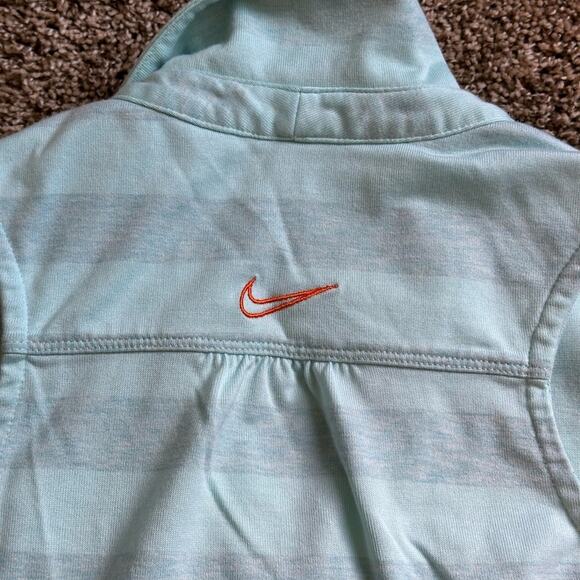 Nike Golf Sport Dri-FIT Aqua Blue Grey Stripe Sleeveless Polo Tank Wonens XL - Picture 8 of 8